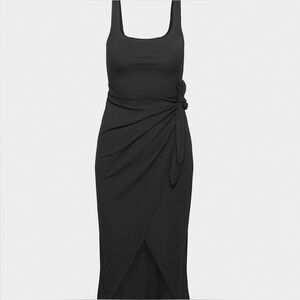 Wilfred Black Midi Dress with Tie Detail